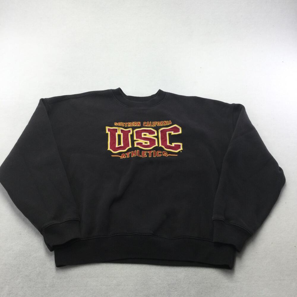 USC Trojans Sweatshirt Mens Large Black NCAA Football Hollister Crewneck